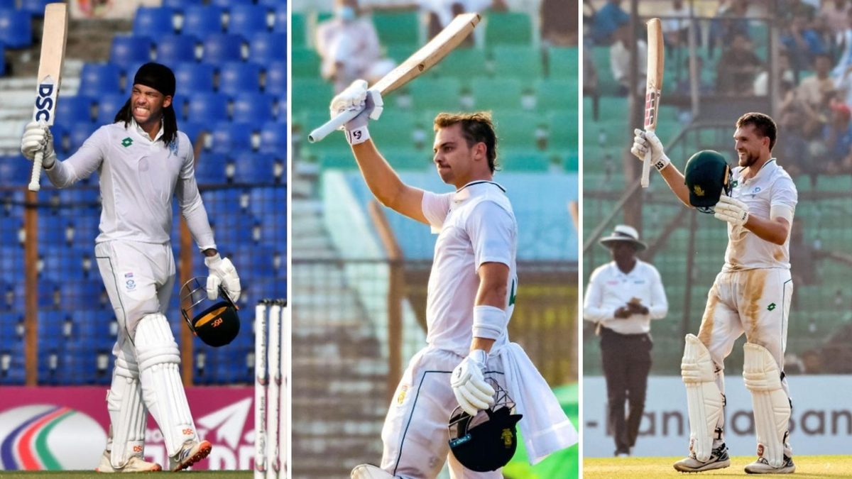 South Africa's Tony de Zorzi, Tristan Stubbs and Wiaan Mulder all scored their maiden Test centuries during the first innings against Bangladesh in Chattogram, to record a 75-year first in Test cricket.
