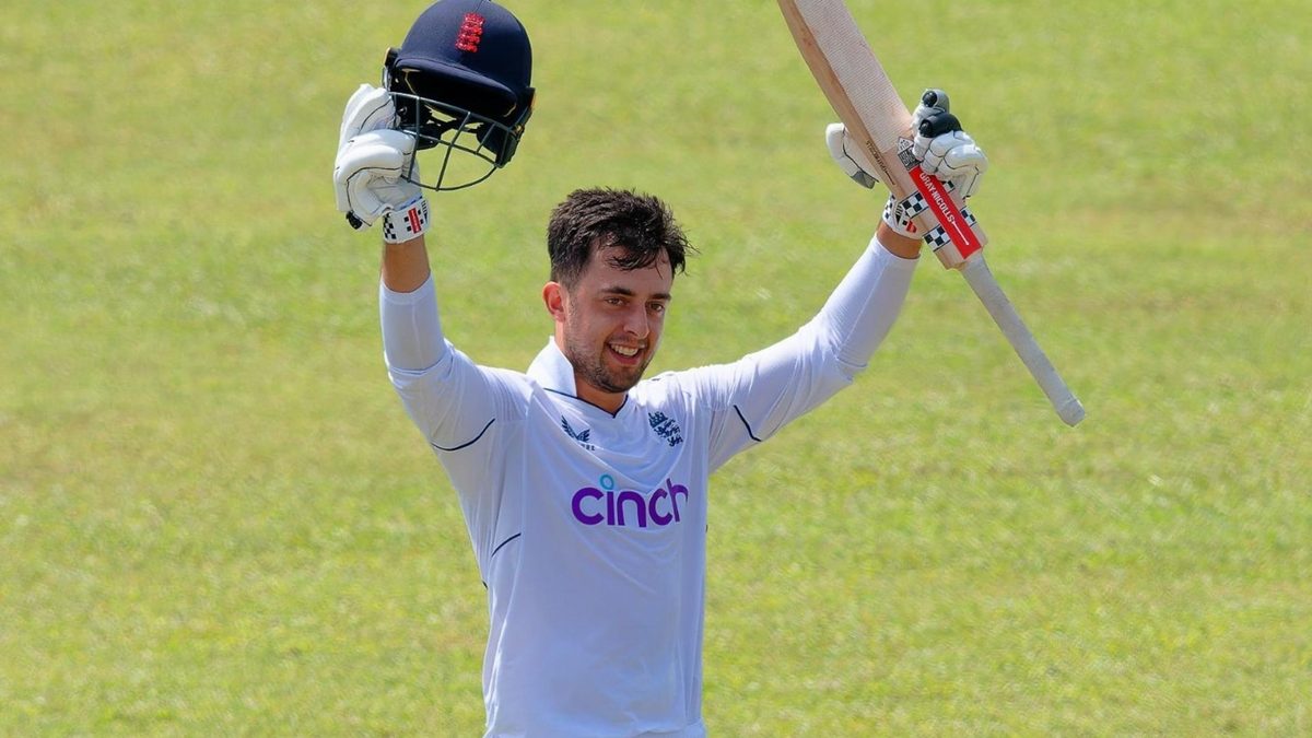 Tom Haines celebrates a century for England Lions