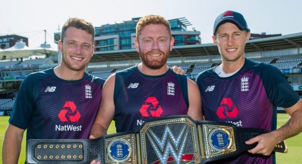 England stars given WWE Championship belt in honour of World Cup triumph