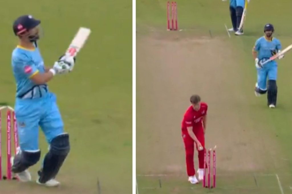 Watch: Shan Masood treads on stumps, run out off same ball but survives