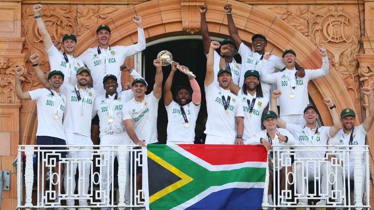 South Africa lift the WTC mace on the Lord's balcony