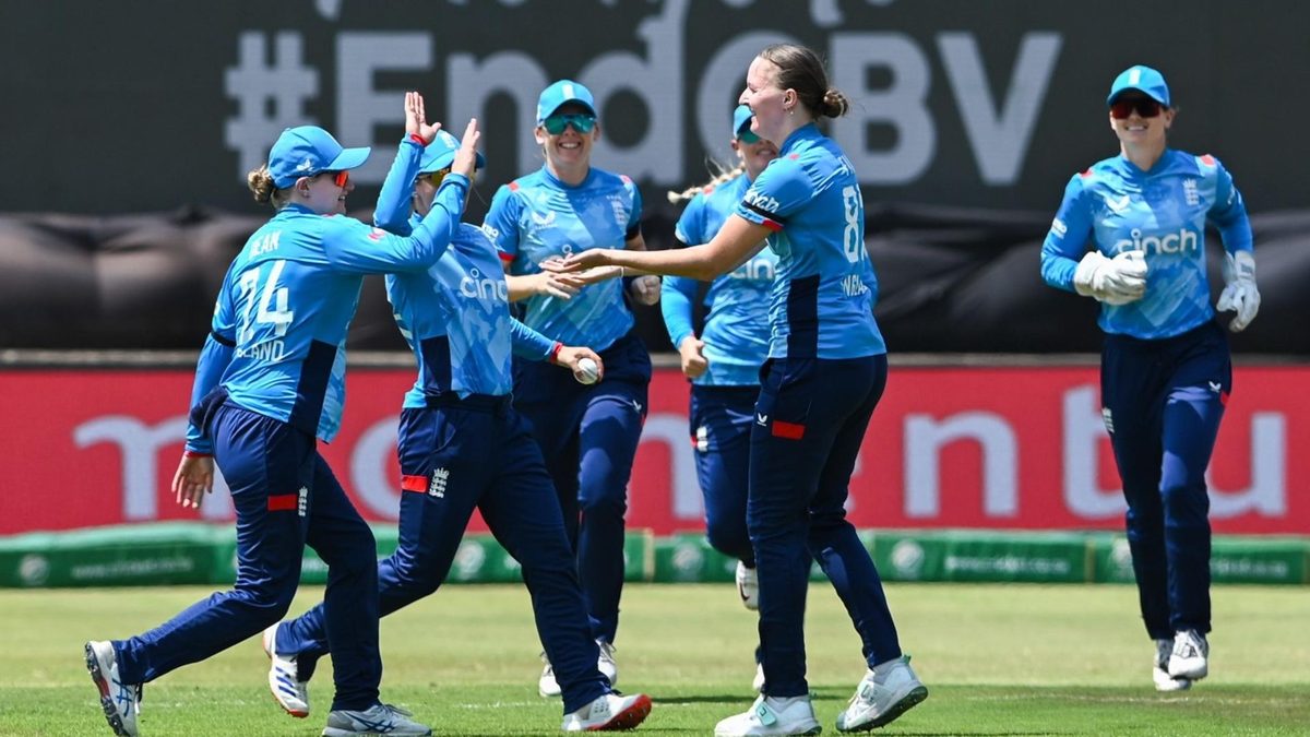 England women celebrate a wicket during their ODI series against South Africa