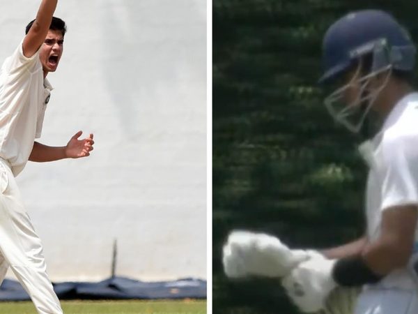 arjun-tendulkar-dismisses-samit-dravid-to-repeat-sachin-tendulkar-rahul-dravid-22-year-old-feat.Click to read full article.