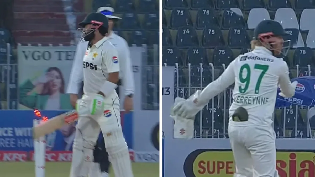 Mohammad Rizwan survived getting out on the last ball of day three, after South Africa appealed for a hit wicket at Rawalpindi.