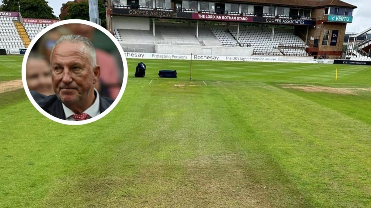 Ian Botham on Taunton pitch