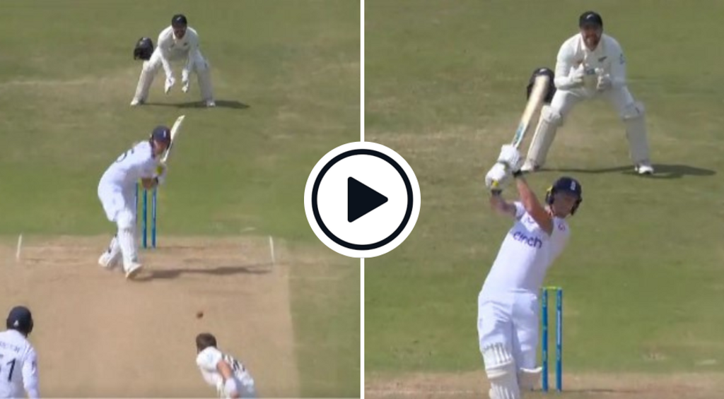 Watch: Ben Stokes, on one, comes down the track and smashes Tim Southee for glorious six over long-off