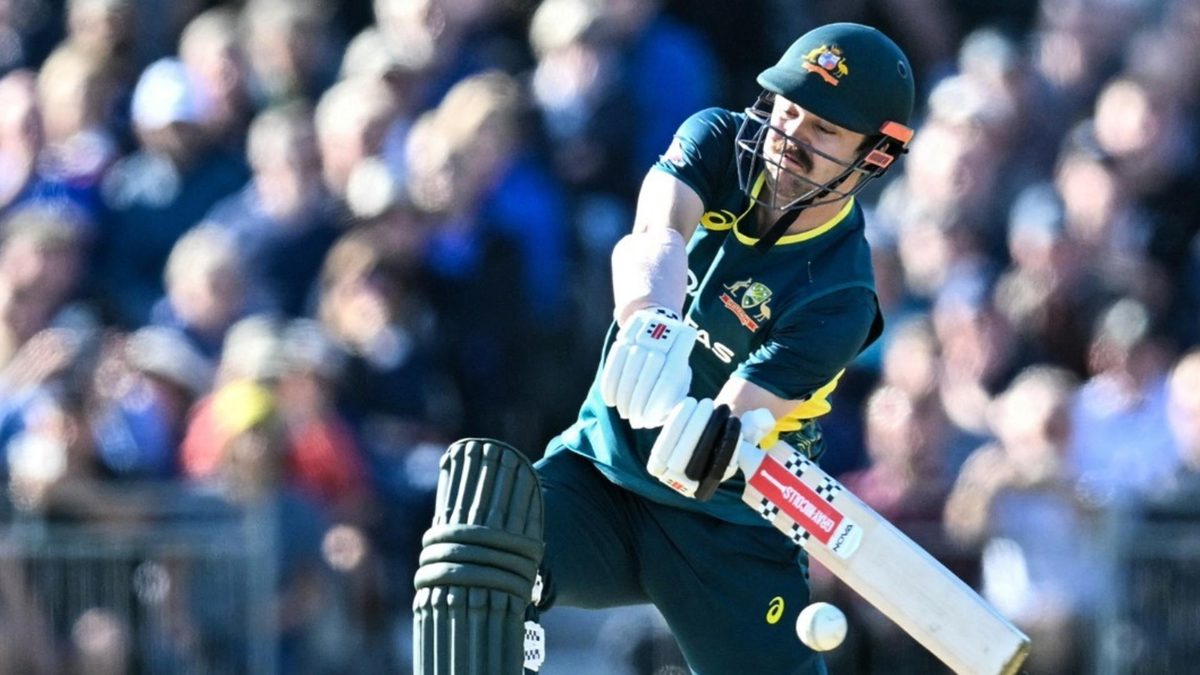Travis Head hits a boundary during the Australia v Scotland T20i