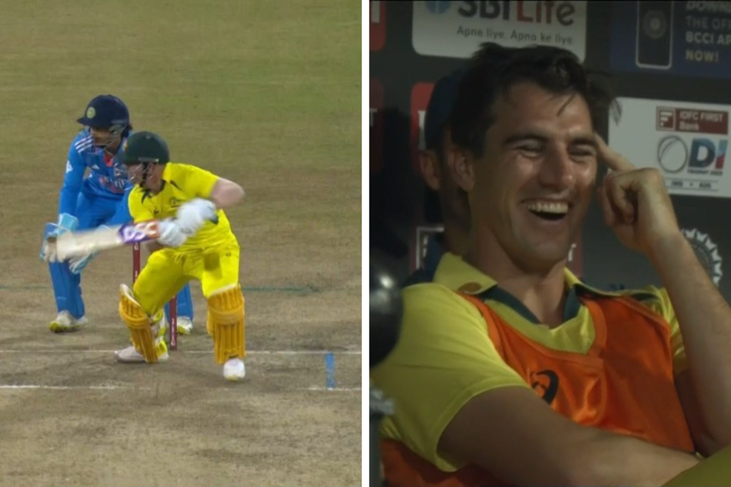 David Warner bats right handed against R Ashwin, Pat Cummins laughs in dug-out
