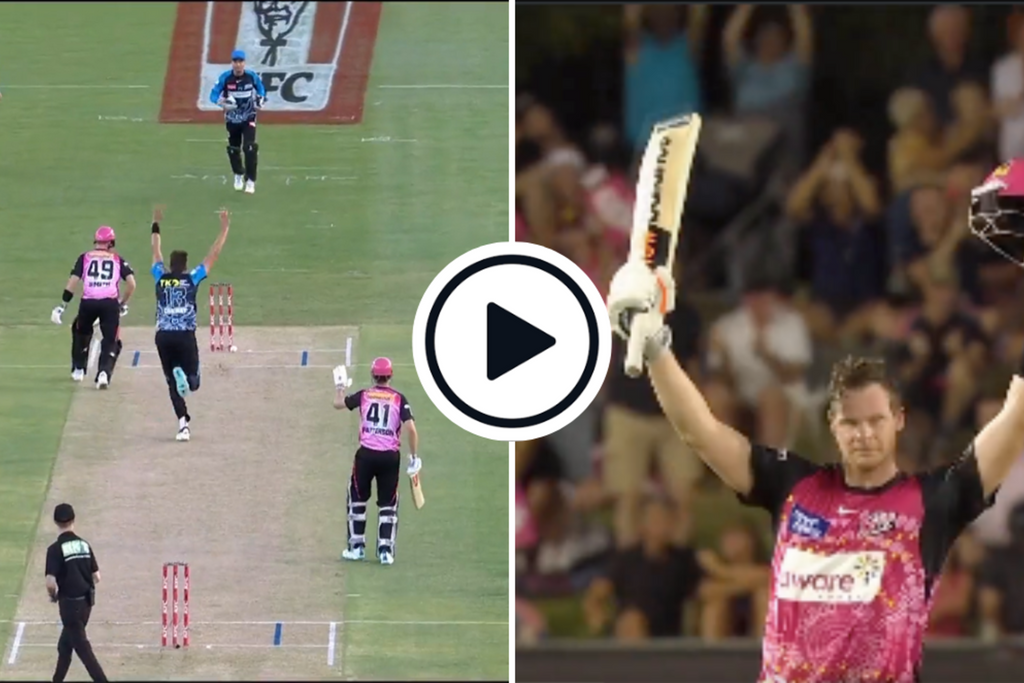 Watch: Steve Smith survives ball-hits-stumps scare, brings up historic, maiden BBL ton with a six