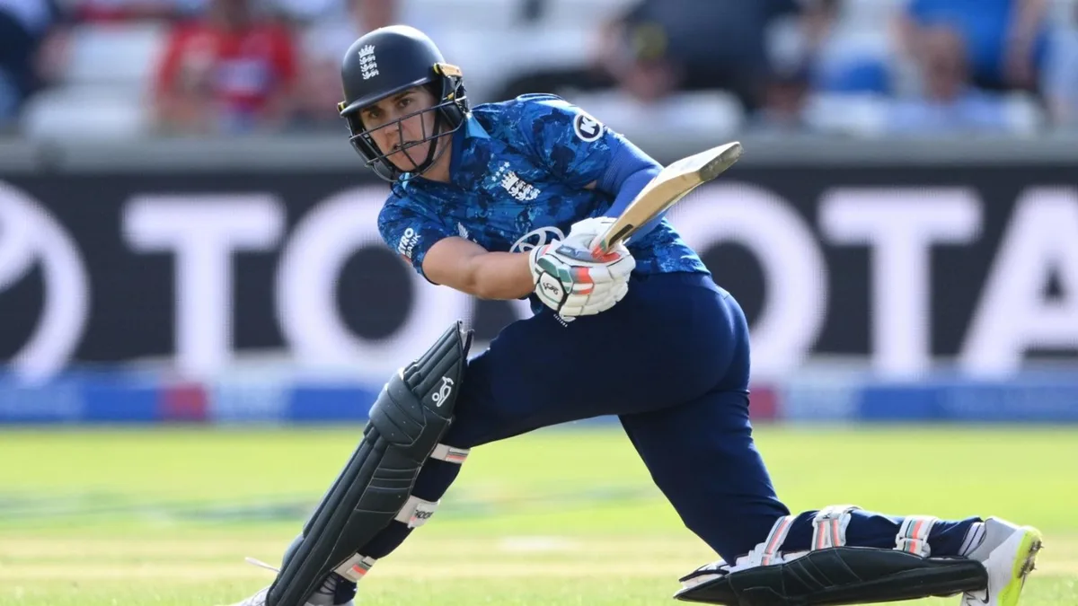 Nat Sciver-Brunt plays a shot during England's ODI against India