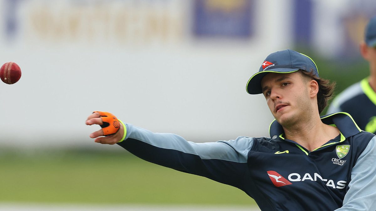 Sam Konstas of Australia fields during an Australia nets session at Galle International Stadium on January 27, 2025 in Galle, Sri Lanka