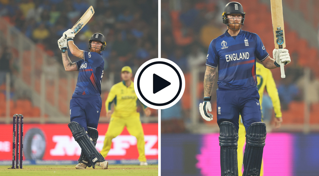 Watch: Ben Stokes hits brutal pull for six off Mitchell Starc to bring up first 2023 World Cup fifty