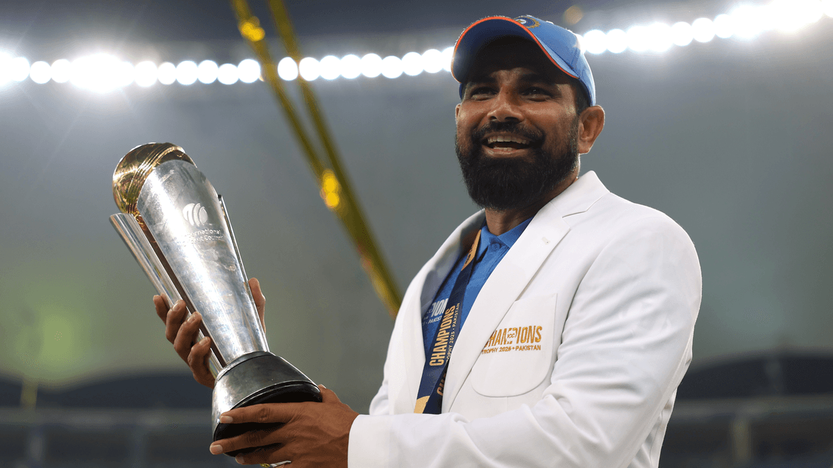 Mohammed Shami with the Champions Trophy
