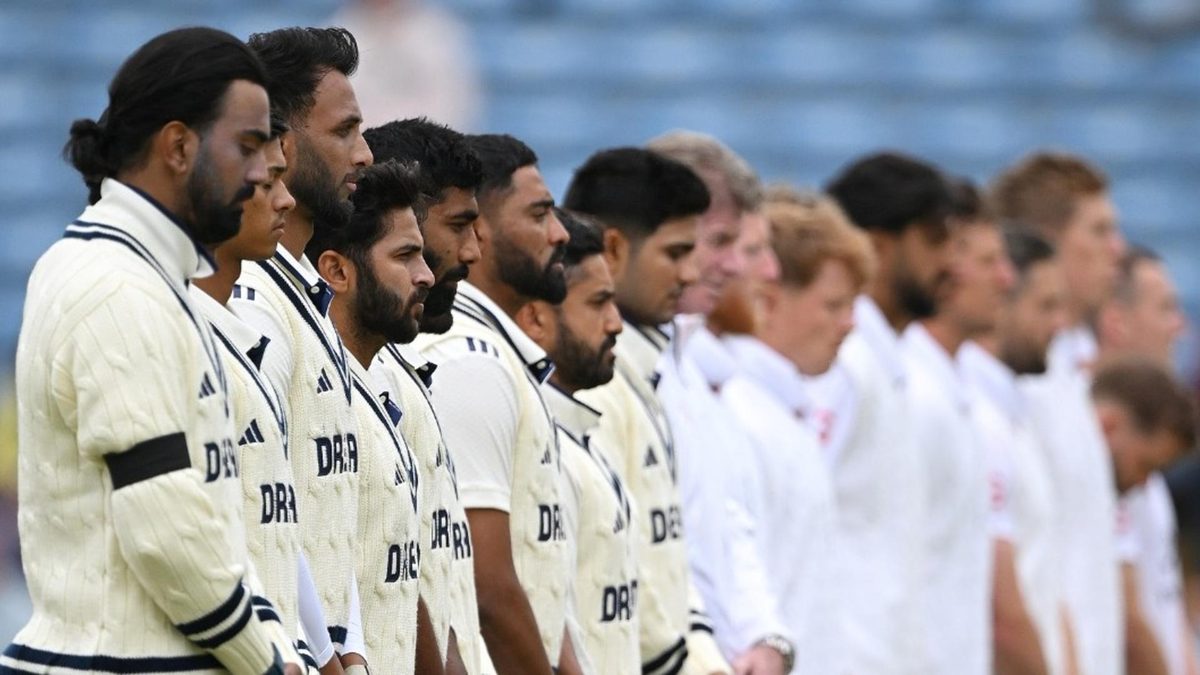 The India and England players are wearing black armbands for the last day of the first Test (Tuesday) at Leeds.
