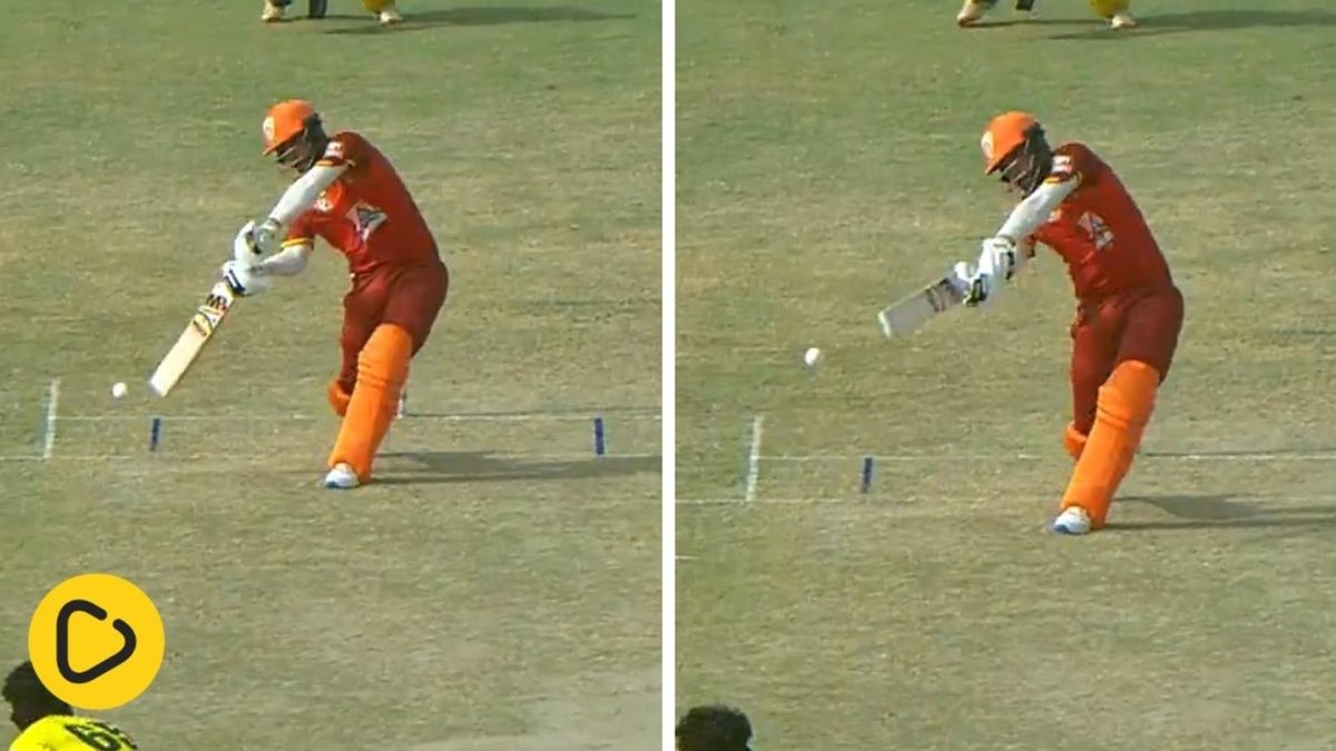Yasir Khan was dismissed by Aamir Jamal despite a bat-ball gap