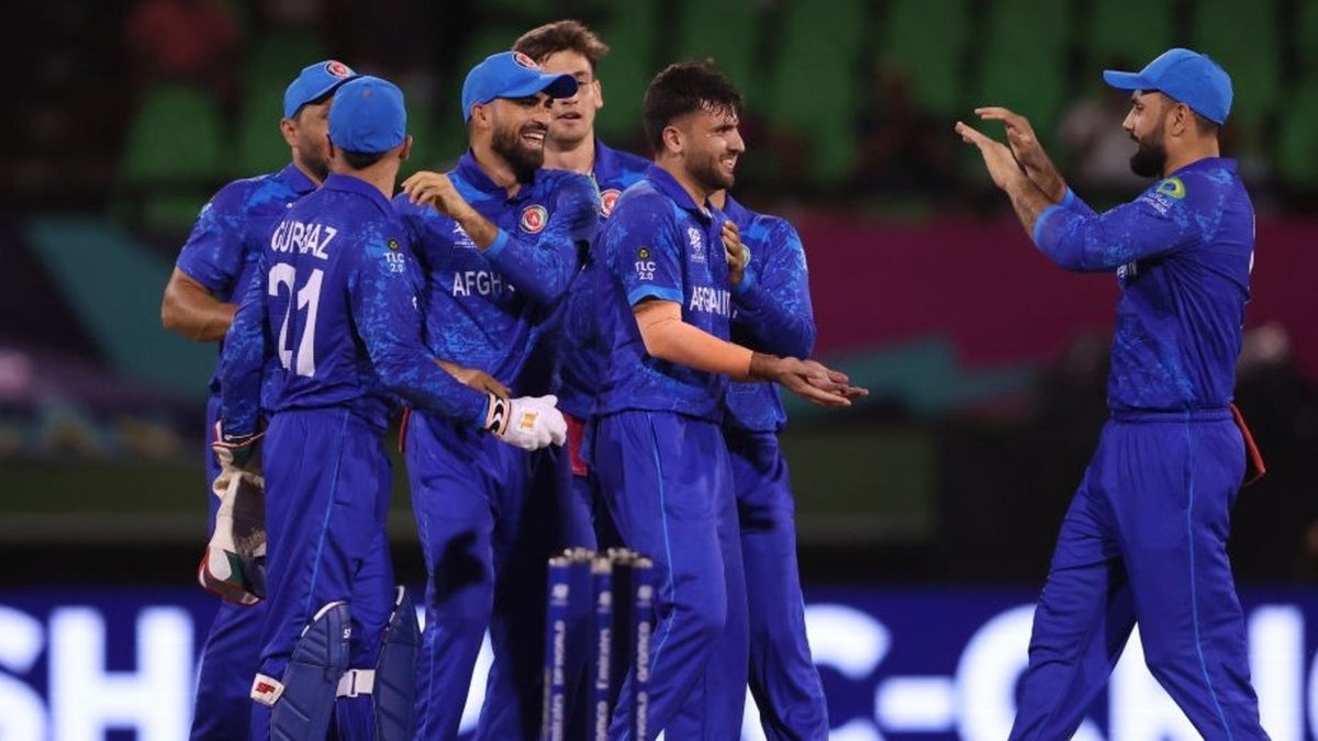 Afghanistan celebrate a wicket during their T20 World Cup win over New Zealand