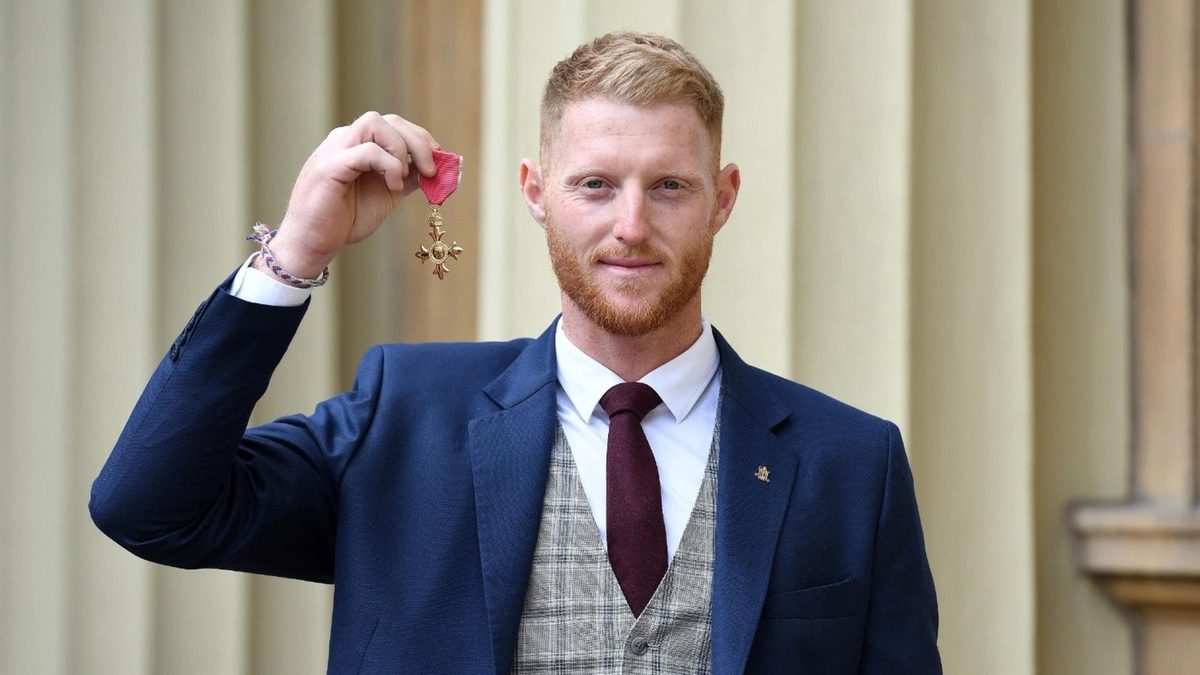 Ben Stokes poses with his OBE medal, one of the items stolen during a masked burglary of his home while he was on tour in Pakistan