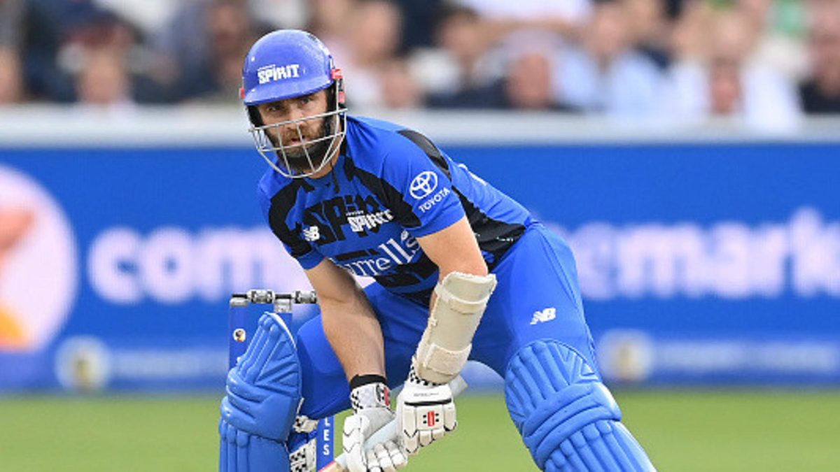 Kane Williamson of London Spirit bats during the The Hundred match between London Spirit Men and Southern Brave Men at Lord's Cricket Ground on August 23, 2025 in London, England