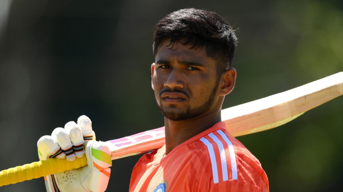 Musheer Khan of India looks on during the ICC U19 Men's Cricket World Cup South Africa 2024 at Willowmoore Park on February 10, 2024 in Benoni, South Africa
