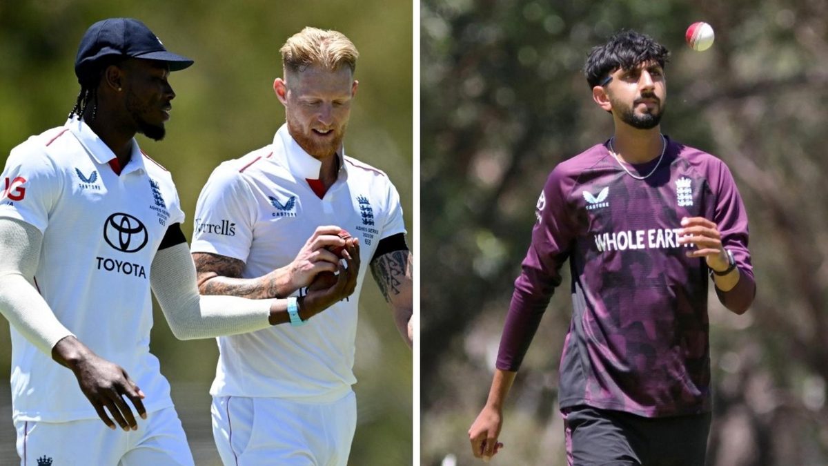 Ben Stokes, Jofra Archer, and Shoaib Bashir during an Ashes warm-up match