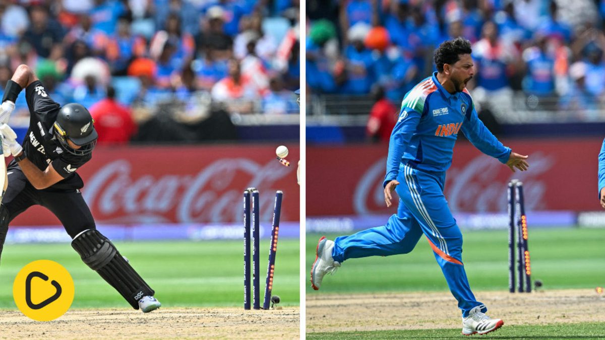 Watch: Rachin Ravindra was bowled by Kuldeep Yadav after being dropped twice in consecutive overs during the Champions Trophy 2025 final between New Zealand and India in Dubai on Sunday (March 9)