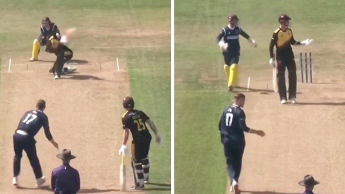 Ollie Price bowled by head height full toss