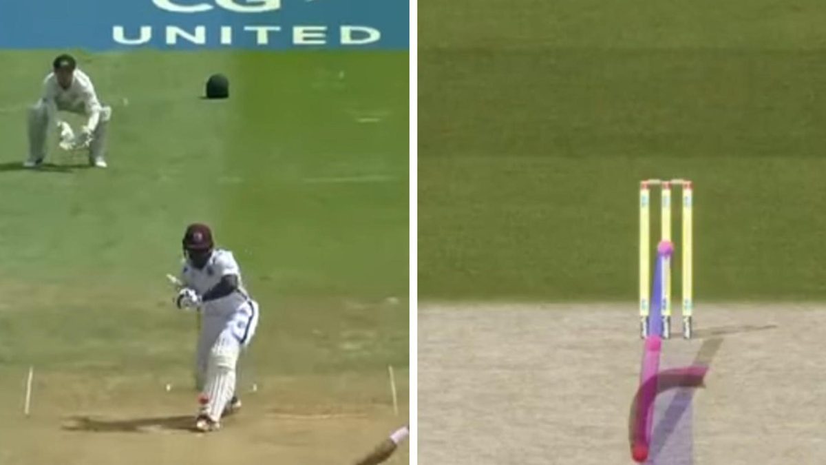 Kevlon Anderson leaves a straight ball that saw him get lbw