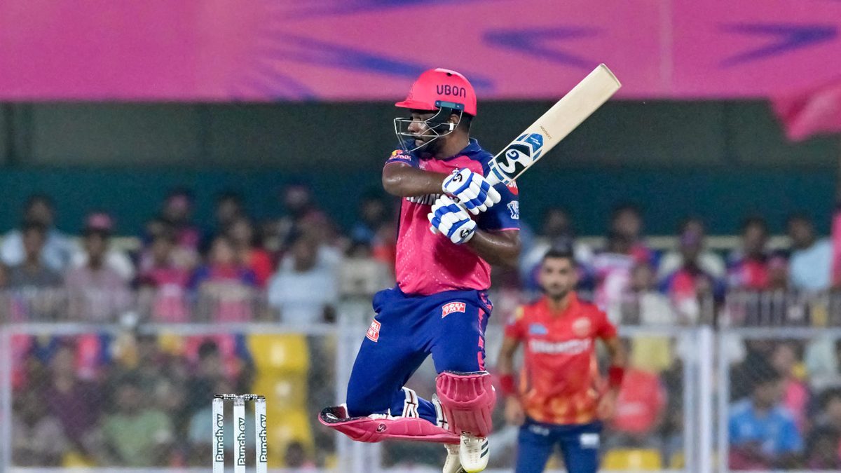 Rajasthan Royals' captain Sanju Samson plays a shot during the Indian Premier League (IPL) Twenty20 cricket match between Rajasthan Royals and Punjab Kings at the Assam Cricket Association Stadium in Guwahati on May 15, 2024
