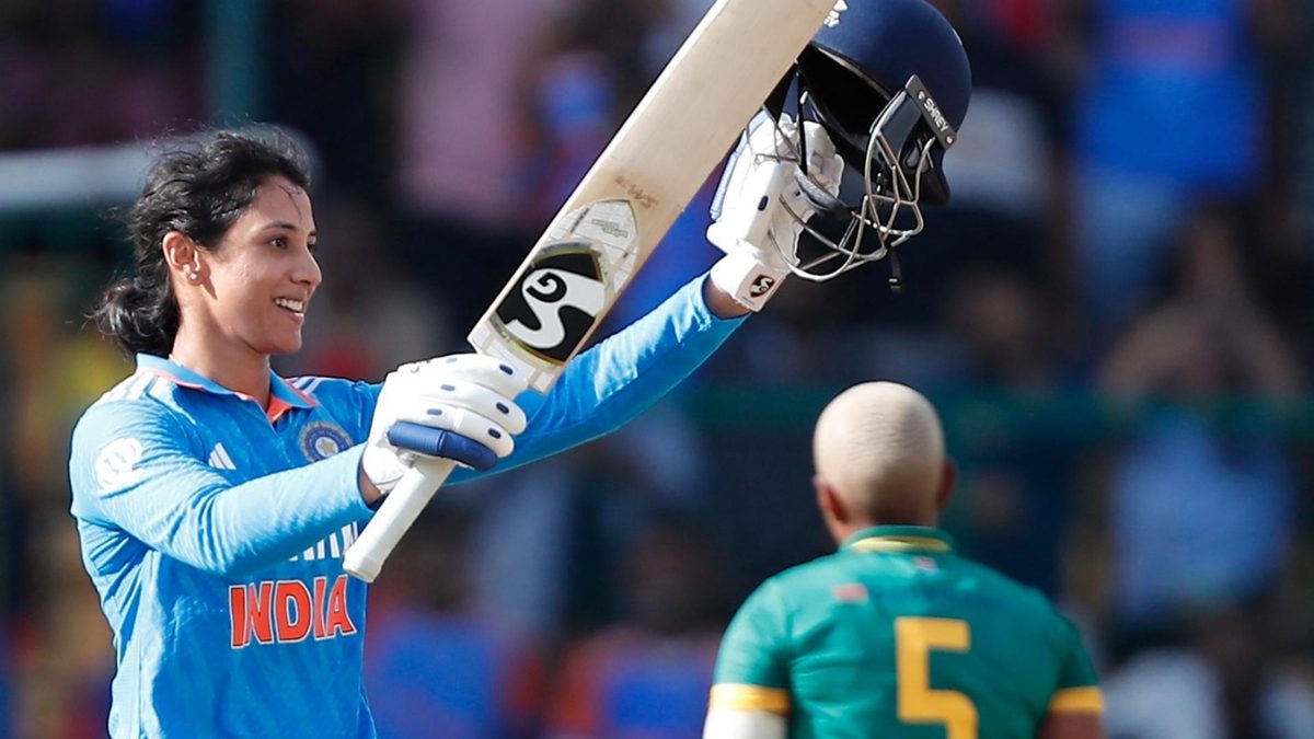 Smriti Mandhana celebrates ODI century
