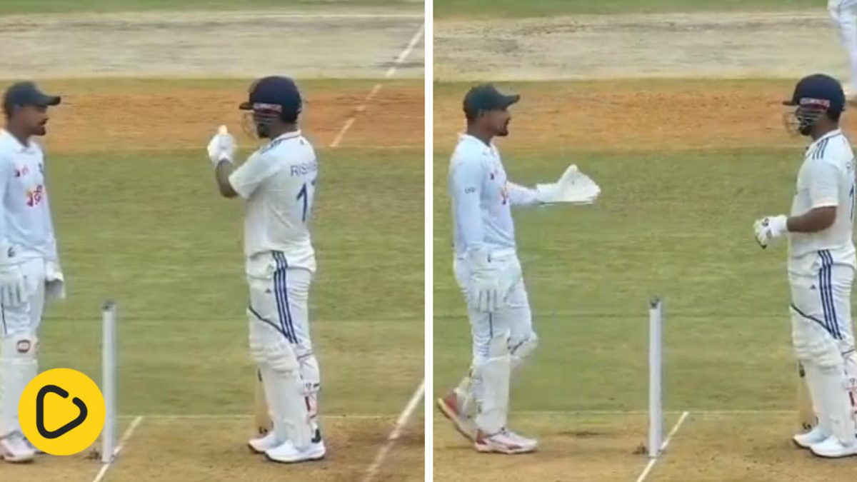 Rishabh Pant and Litton Das in a heated conversation during the opening day of the Chepauk Test between India and Bangladesh on September 19