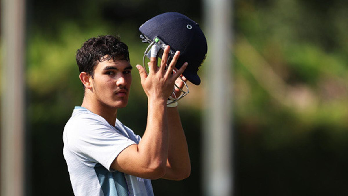 Harry Singh of England in action during a England U19 Nets Session at The Incora County Ground on August 27, 2022 in Derby, England
