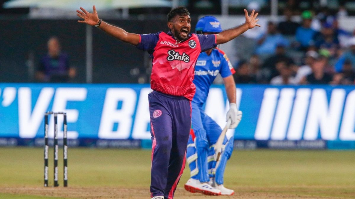 Eshan Malinga appeals during the SA20