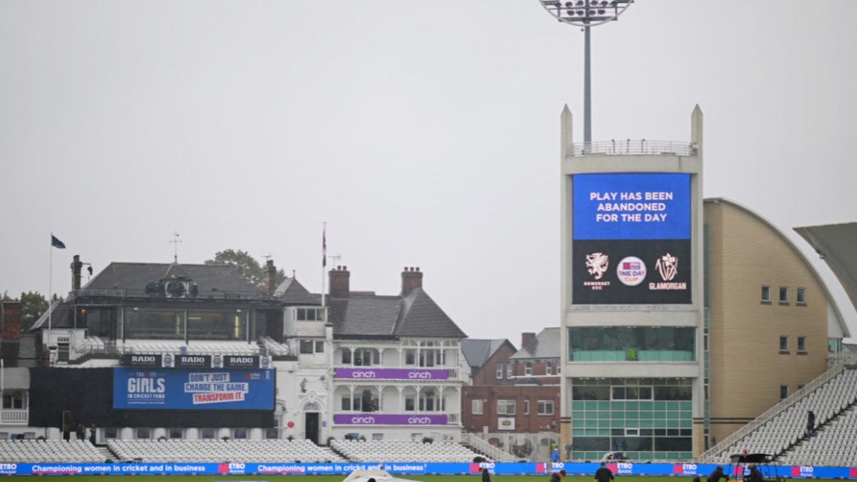 General view as rain abandons play during the Metro Bank One Day Cup Final match between Somerset and Glamorgan at Trent Bridge