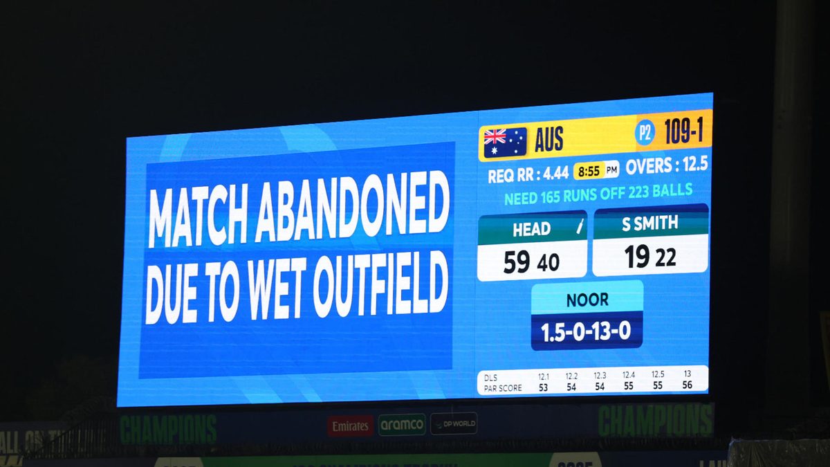 Giant screen shows play has been called off