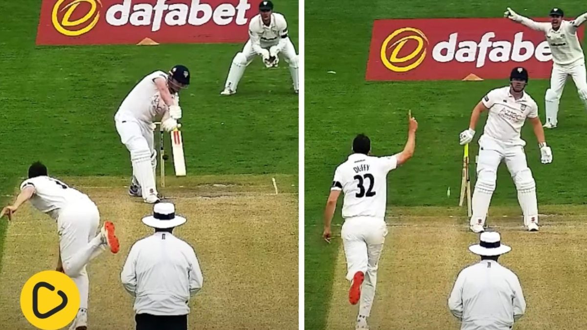 New Zealand fast bowler Jacob Duffy dismissed Alex Lees