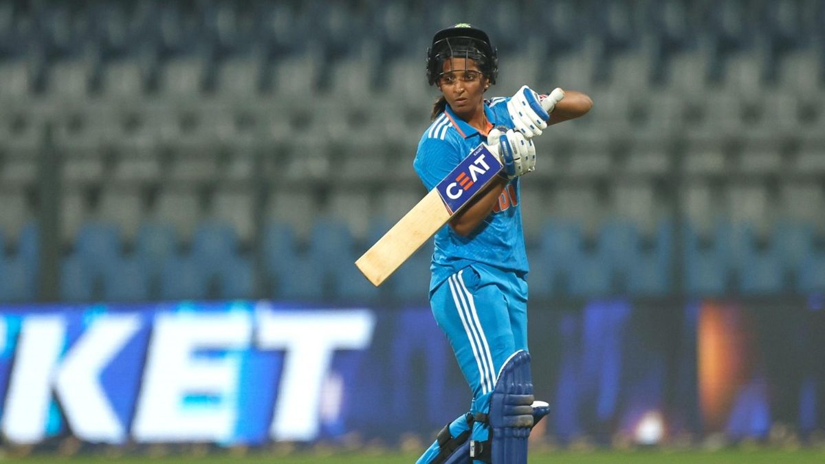 Harmanpreet Kaur walks off the field after getting out