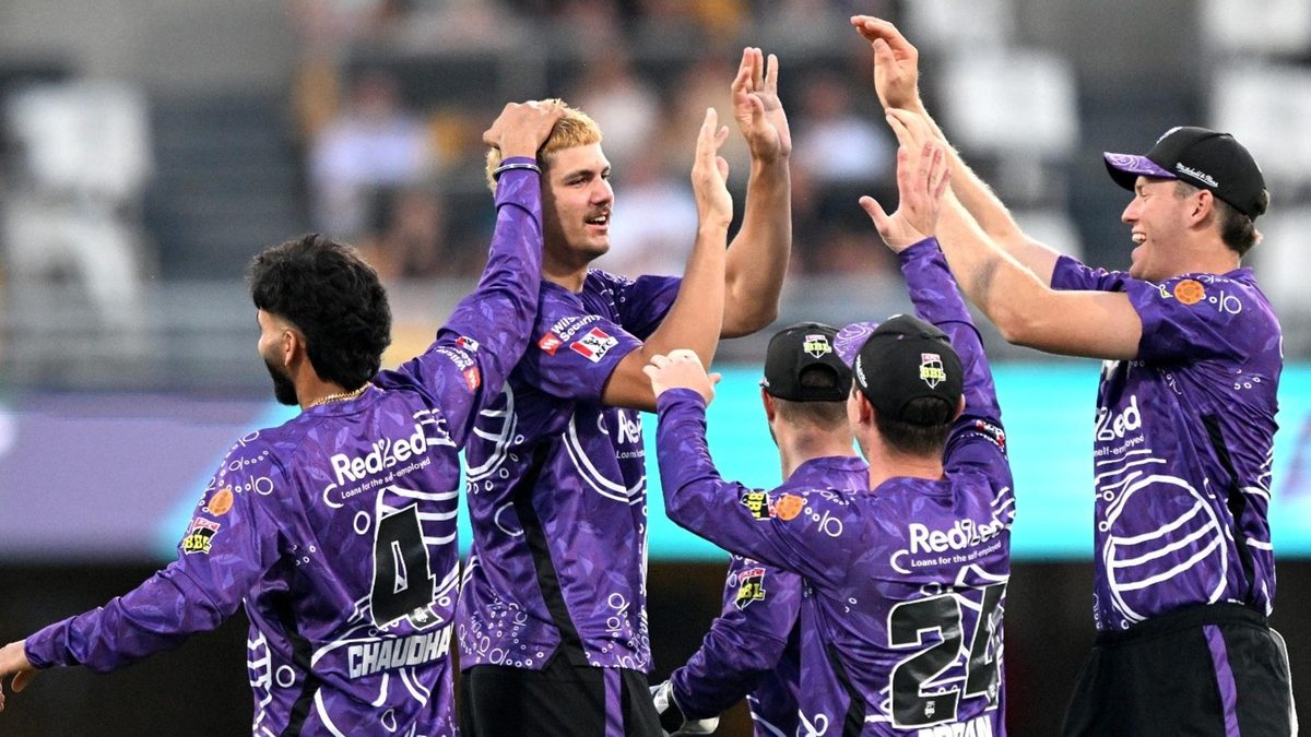Marcus Bean celebrates taking a wicket on BBL debut