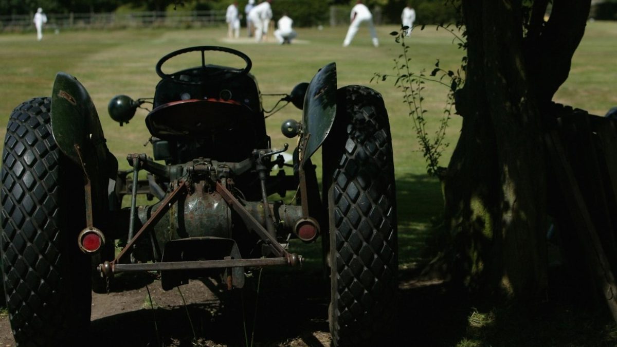 Cricket roller on village green