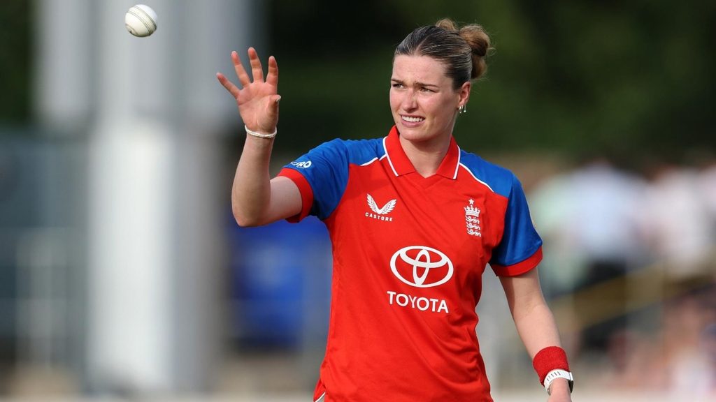 Lauren Bell discussing her cricket journey