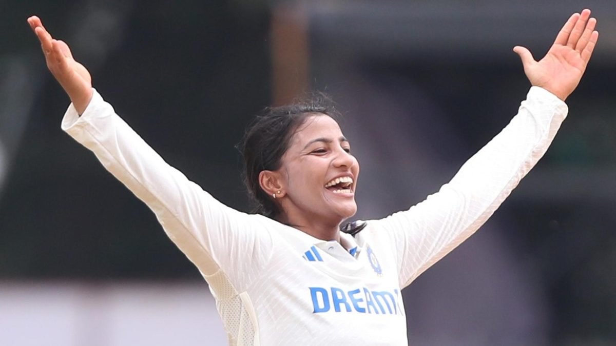 Sneh Rana celebrating a wicket vs South Africa