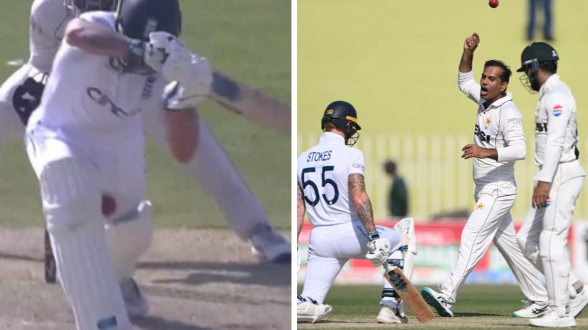 England captain Ben Stokes was pinned lbw for yet another low score after a shocking leave on day three of the Rawalpindi Test against Pakistan