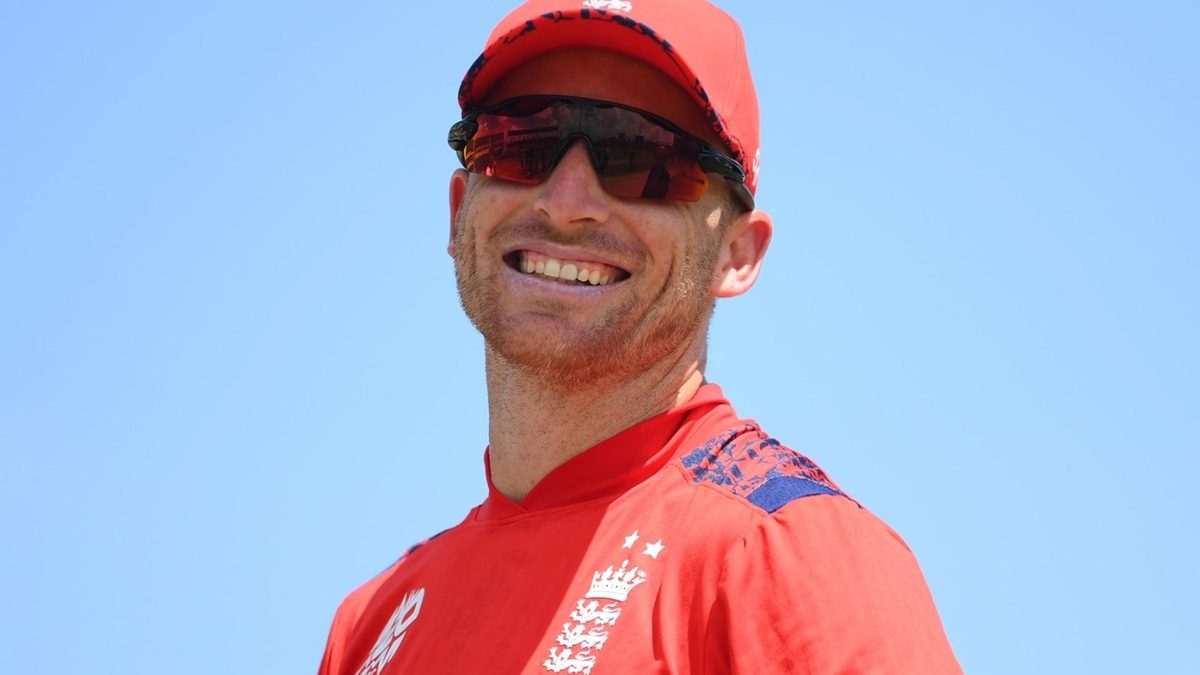 Jos Buttler smiles before England's T20 World Cup semi-final against India in 2024