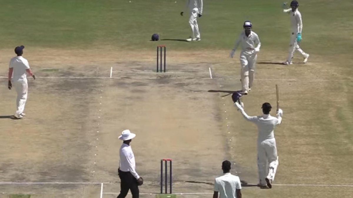 Rithik Easwaran S celebrates Buchi Babu Tournament 2024 semi-finals