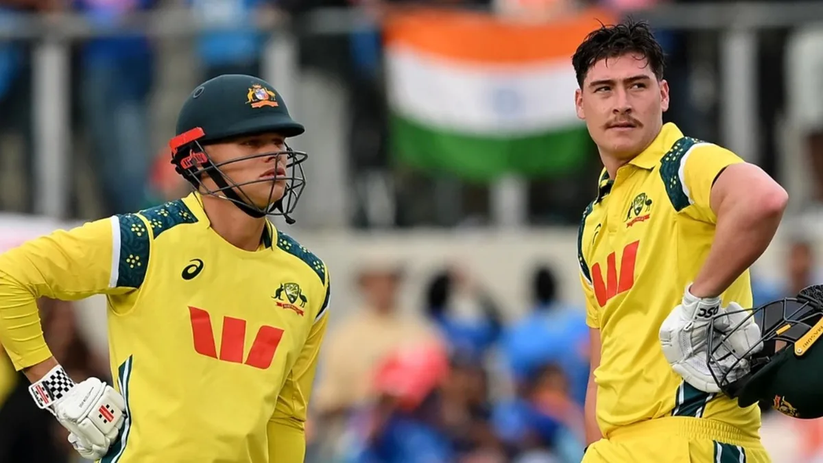 Matt Renshaw and Cooper Connolly batting in Australia's final 2025 ODI against India
