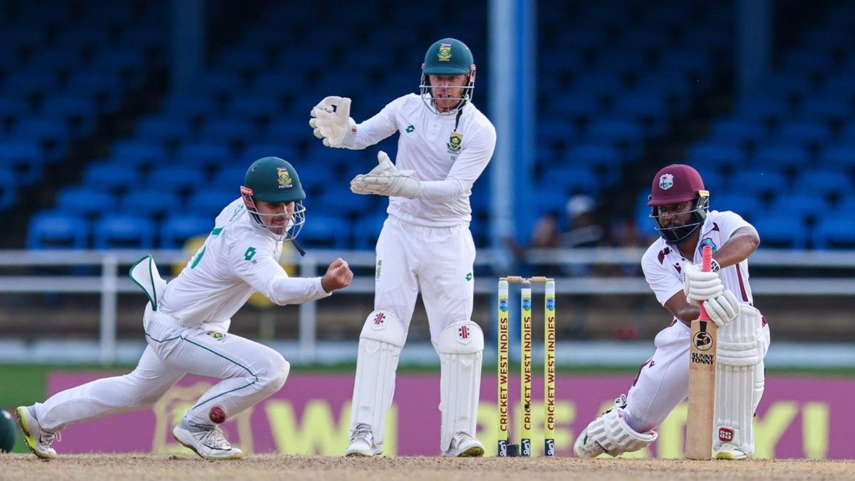 The first Test between West Indies and South Africa ended in a draw on Sunday, marking the first one in men's Test cricket for over a year.