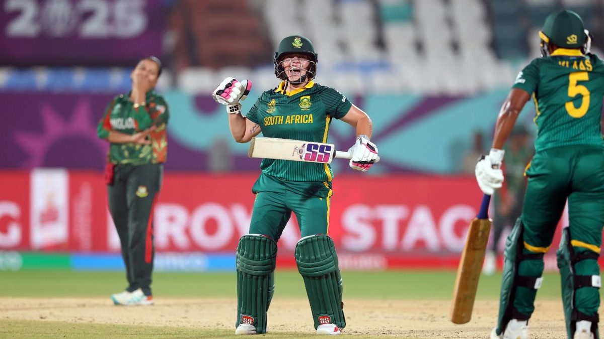 South Africa celebrate a thrilling Women's World Cup win over Bangladesh