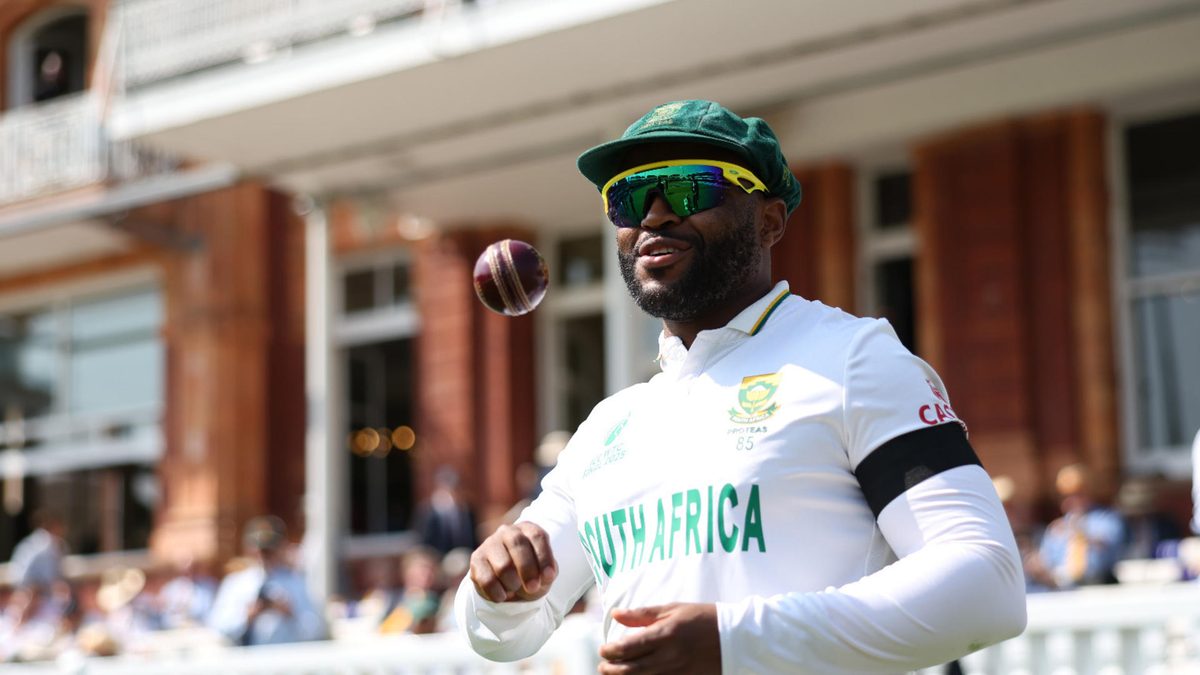 Temba Bavuma of South Africa wears a black armband in memory of victims of the Ahmedabad plane crash during day three of the ICC World Test Championship Final 2025 between South Africa anf Australia at Lord's Cricket Ground on June 13, 2025 in London, England
