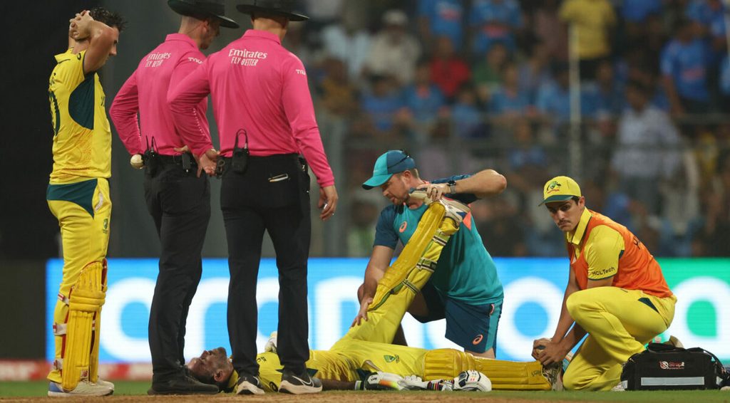 Glenn Maxwell struggled through spasms and a hamstring injury during his 201*