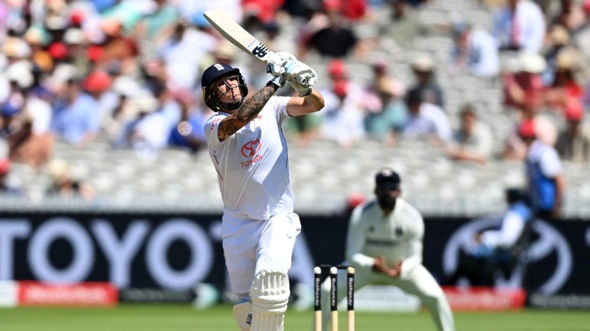 Brydon Carse hits six during England v India Test at Lord's