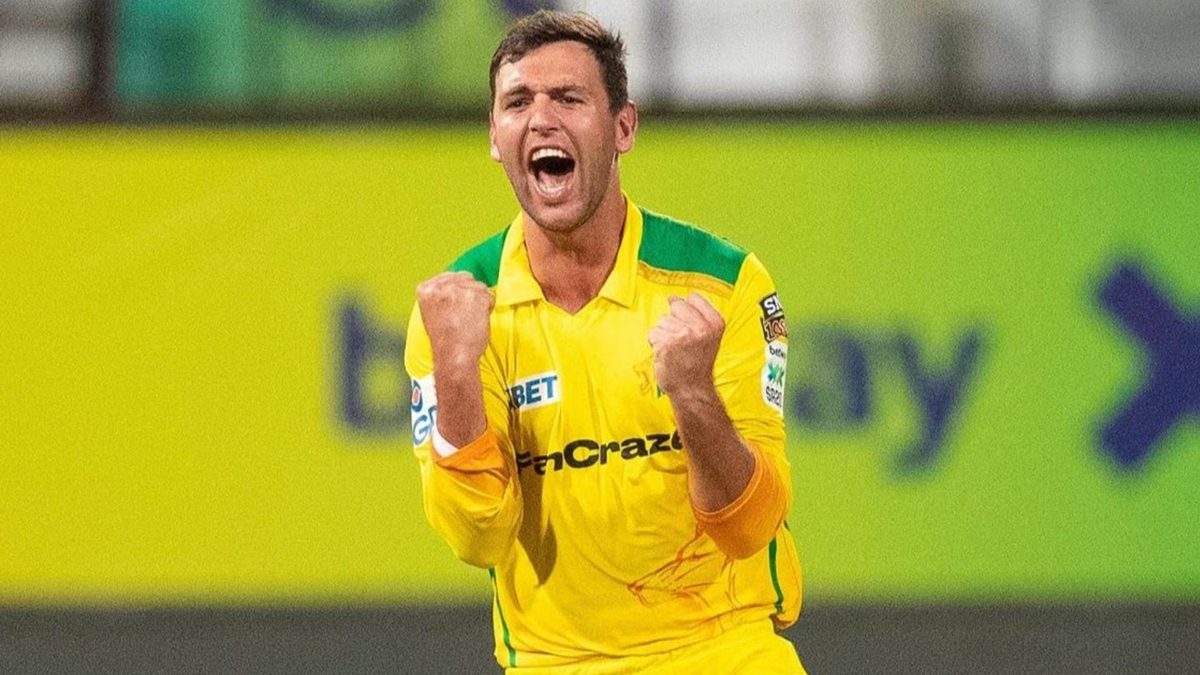 Joburg Super Kings wicketkeeper Donovan Ferreira celebrates taking a wicket with his off-spin in the 2026 SA20